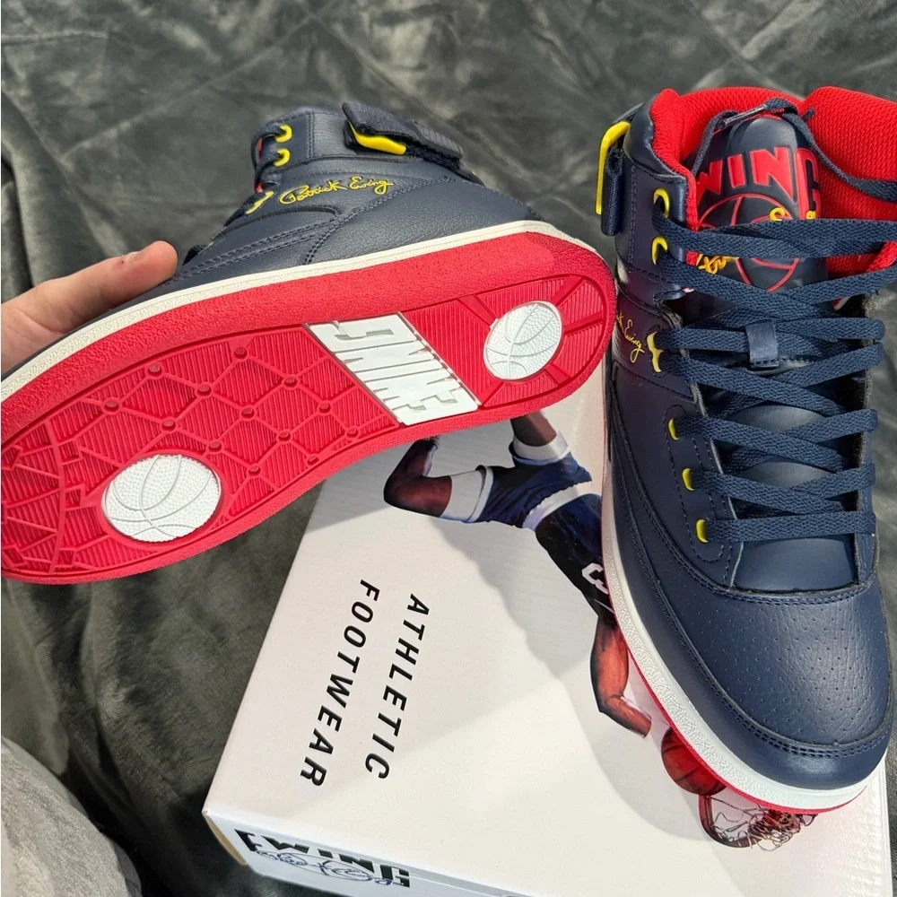 Patrick Ewing Navy and Red High-Top Sneakers Size 9M - Picture 4 of 5